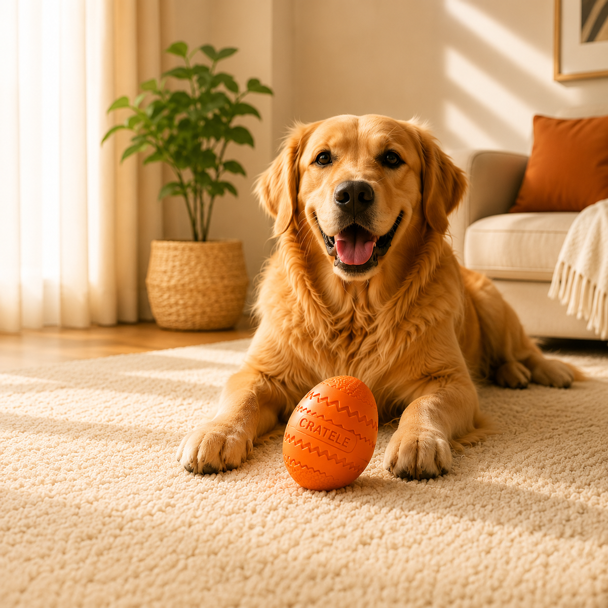Dog enjoying a Cratele toy